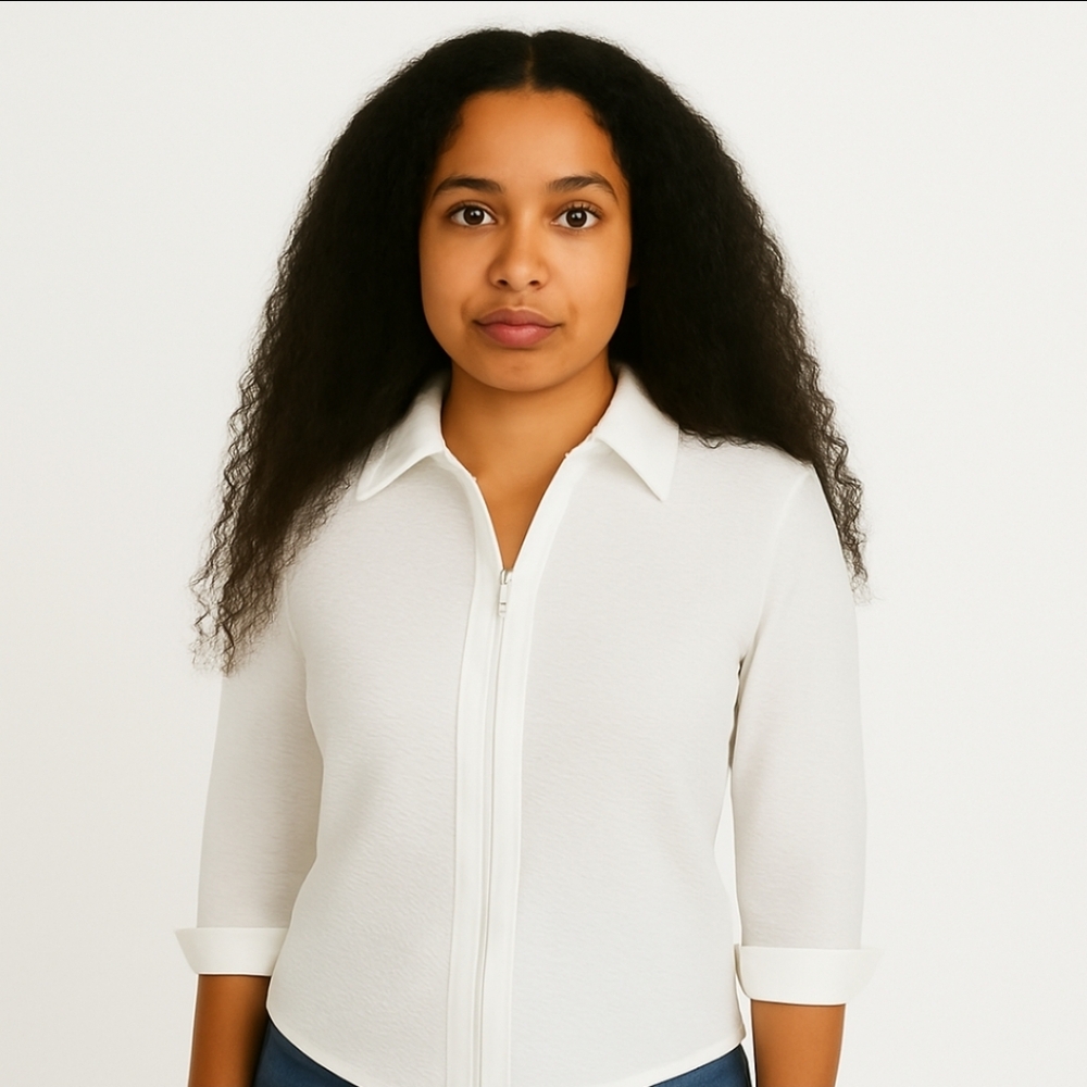 Como Vintage White Textured Blouse Size Med